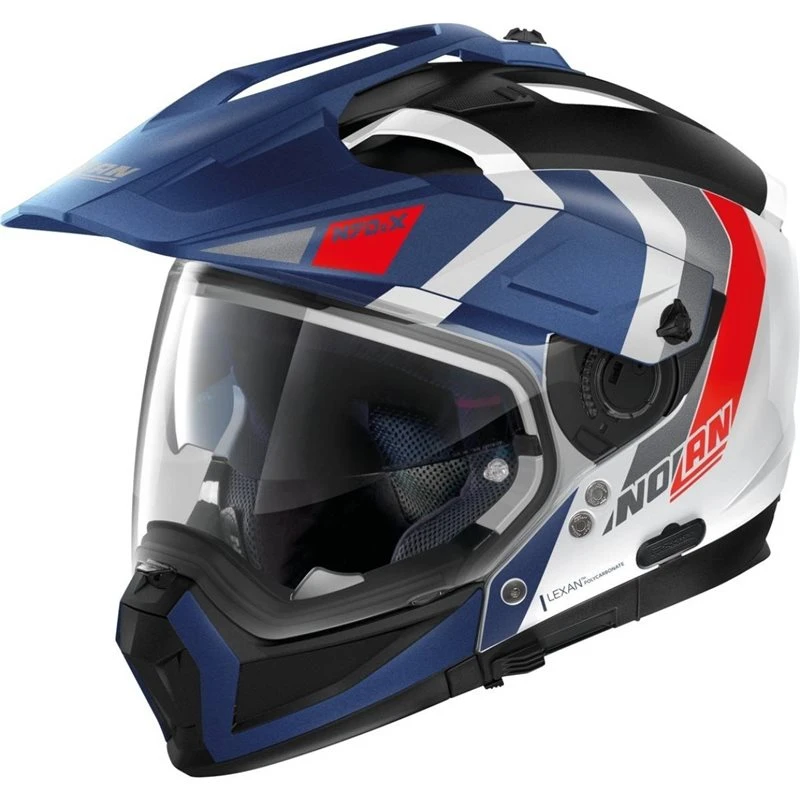 Nolan N70-2X Decurio N-Com Helmet (Metal White/Blue/Red) 1 Nolan N70-2X Decurio N-Com Helmet (Metal White/Blue/Red)