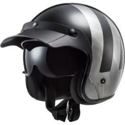 LS2 OF601 Bob Lines Open Face Helmet (Black|Silver) -Motorcycle Equipment Store 29723 3