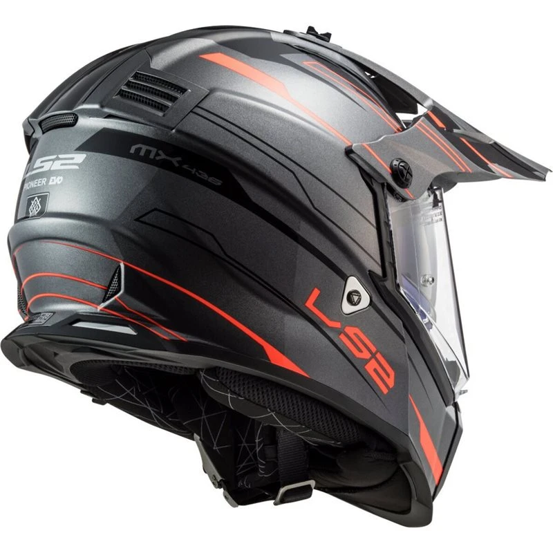 LS2 MX436 Pioneer Evo Knight Off Road Helmet (Titanium/Fluo Orange) 3 LS2 MX436 Pioneer Evo Knight Off Road Helmet (Titanium/Fluo Orange) - Image 3
