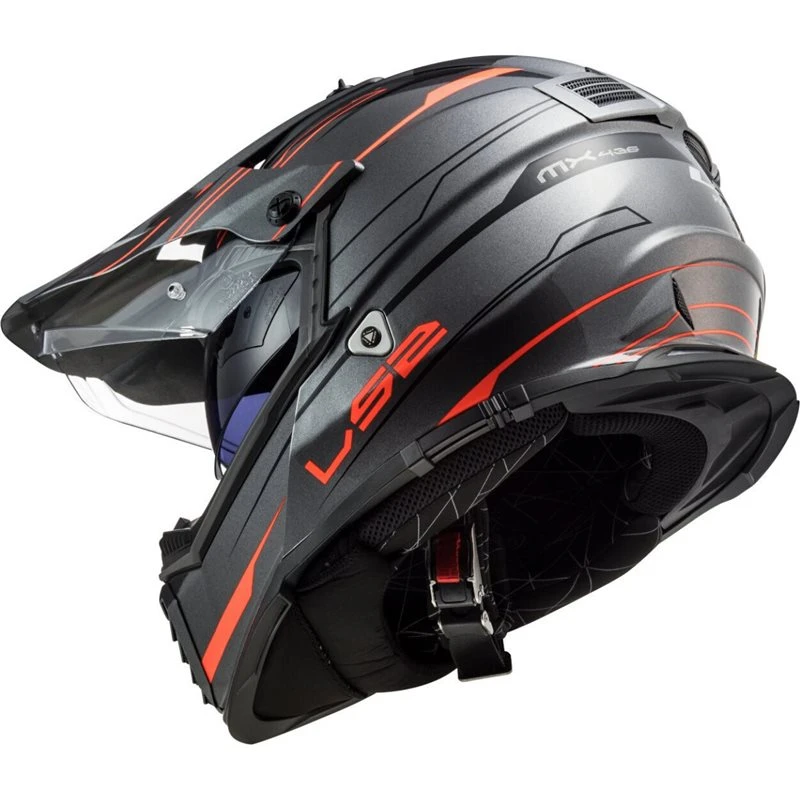 LS2 MX436 Pioneer Evo Knight Off Road Helmet (Titanium/Fluo Orange) 8 LS2 MX436 Pioneer Evo Knight Off Road Helmet (Titanium/Fluo Orange) - Image 8