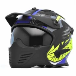 Spada Storm Open Face Helmet (Matt Black/Blue/Flo Yellow)