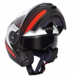 Spada Orion Pixel Flip Front Helmet (Matt Black/Red/White) -Motorcycle Equipment Store 30736 6