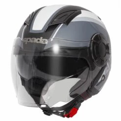 Spada Lycan Strobe Open Face Helmet (Matt Black/White) -Motorcycle Equipment Store 30741 3