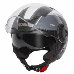 Spada Lycan Strobe Open Face Helmet (Matt Black/White) -Motorcycle Equipment Store 30741 5
