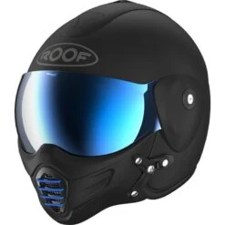 Roof RO9 Roadster Iron Helmet (Matt Black/Blue) -Motorcycle Equipment Store 34731 3