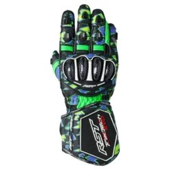 RST Tractech Evo 4 CE Motorcycle Gloves 2666 (Neon Green/Purple Bolt)