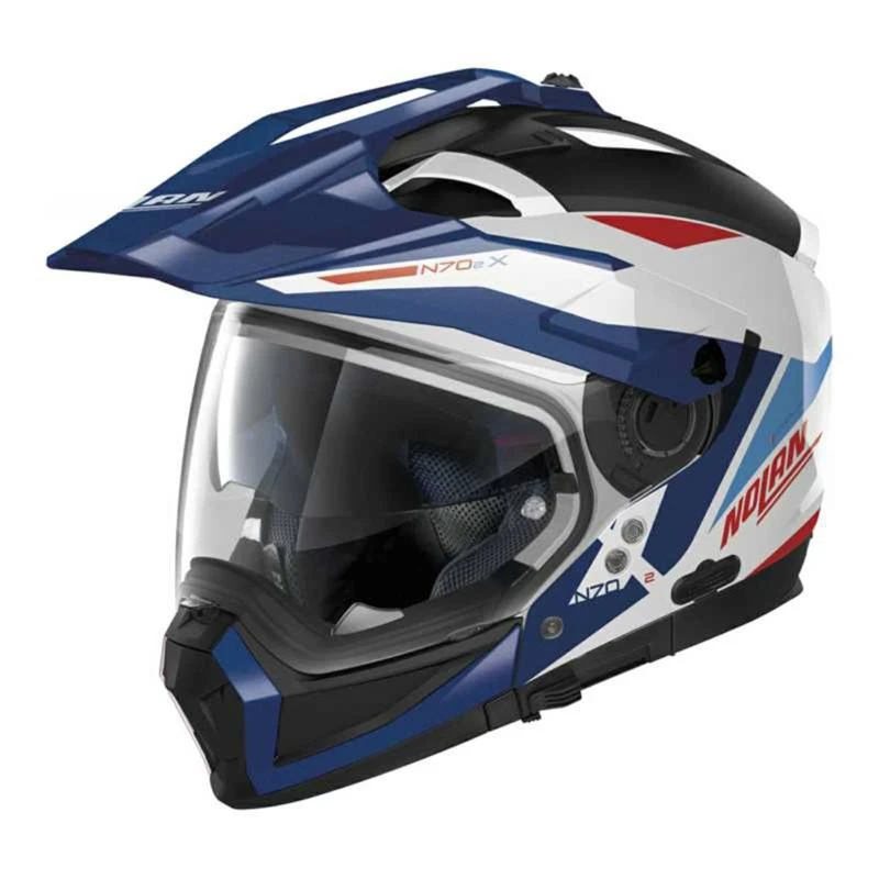 Nolan N70-2X Stunner N-Com Helmet (Metal White/Blue/Red) 1 Nolan N70-2X Stunner N-Com Helmet (Metal White/Blue/Red)