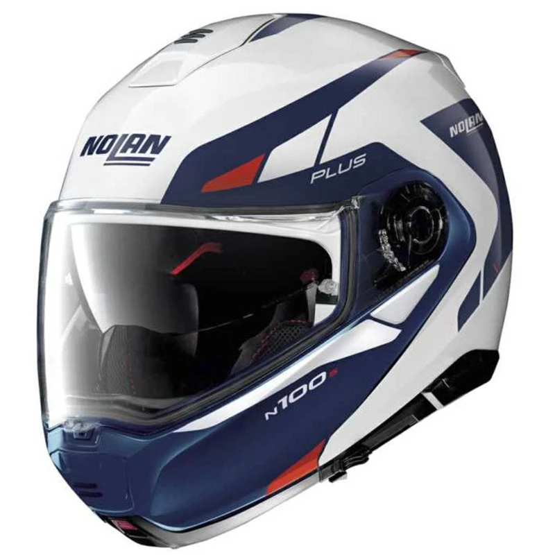 Nolan N100-5 Plus Milestone Flip Front Helmet (Metal White/Blue/Red) 1 Nolan N100-5 Plus Milestone Flip Front Helmet (Metal White/Blue/Red)